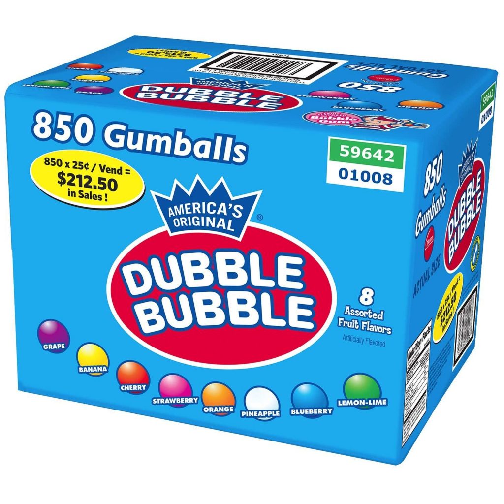 850 count GUMBALLS, ASSORTED FLAVOR, ORIGINAL DUBBLE BUBBLE GUMBALLS